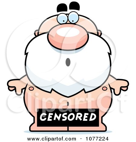 Clipart Censored Sign Over A Nude Man With A Beard - Royalty Free Vector Illustration by Cory Thoman