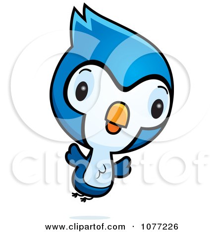 Clipart Cute Baby Bluejay Flying - Royalty Free Vector Illustration by Cory Thoman