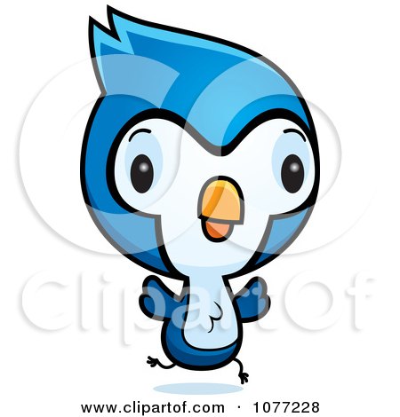 Clipart Cute Baby Bluejay Running - Royalty Free Vector Illustration by Cory Thoman
