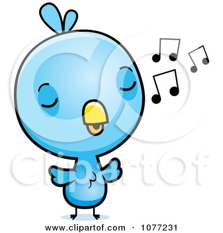 Clipart Cute Baby Blue Jay Whistling - Royalty Free Vector Illustration by Cory Thoman