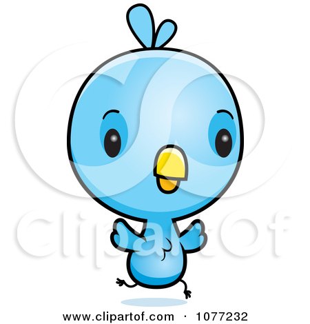 Clipart Cute Baby Blue Jay Running - Royalty Free Vector Illustration by Cory Thoman