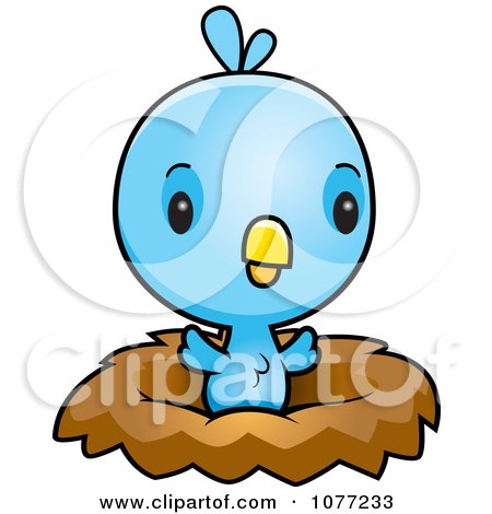 Clipart Cute Baby Blue Jay Chick In A Nest - Royalty Free Vector Illustration by Cory Thoman