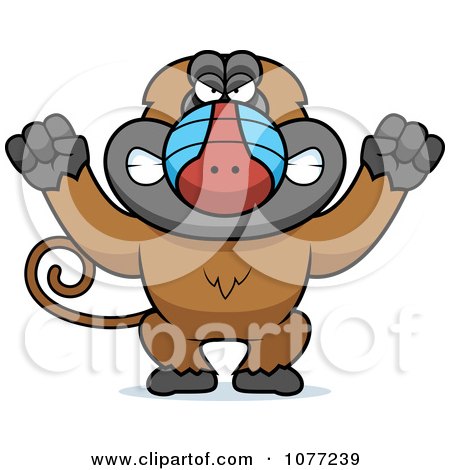 Clipart Mad Baboon Monkey - Royalty Free Vector Illustration by Cory Thoman