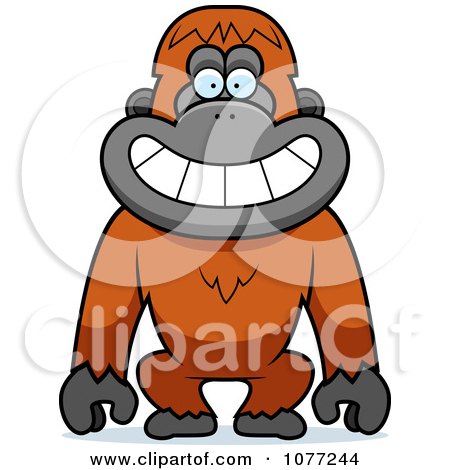 Clipart Smiling Orangutan Monkey - Royalty Free Vector Illustration by Cory Thoman