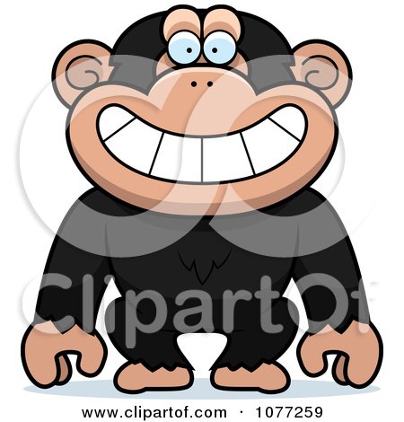 Clipart Grinning Chimp Monkey - Royalty Free Vector Illustration by Cory Thoman