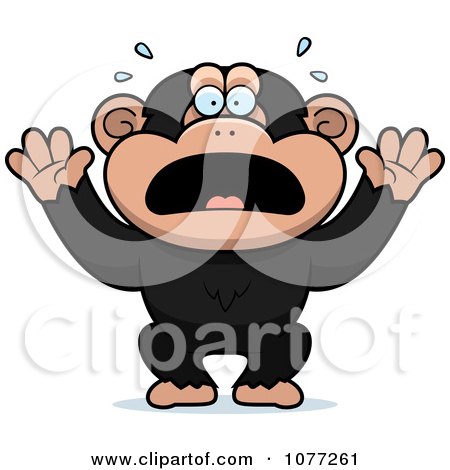 Clipart Frightened Chimp Monkey - Royalty Free Vector Illustration by Cory Thoman