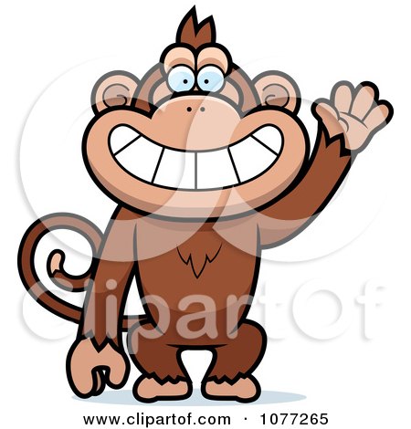 Clipart Friendly Waving Monkey - Royalty Free Vector Illustration by Cory Thoman