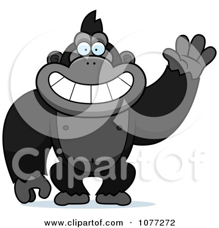 Clipart Friendly Waving Gorilla Monkey - Royalty Free Vector Illustration by Cory Thoman