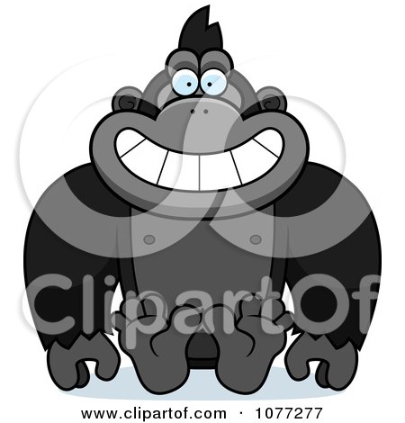 Clipart Sitting Gorilla Monkey - Royalty Free Vector Illustration by Cory Thoman