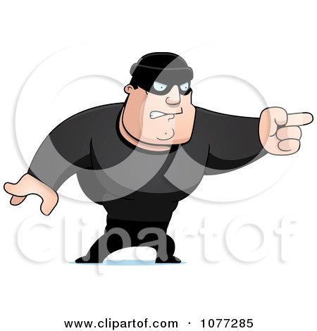 Clipart Pointing Male Robber In Black - Royalty Free Vector Illustration by Cory Thoman
