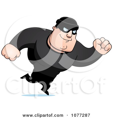 Clipart Running Male Robber In Black - Royalty Free Vector Illustration by Cory Thoman