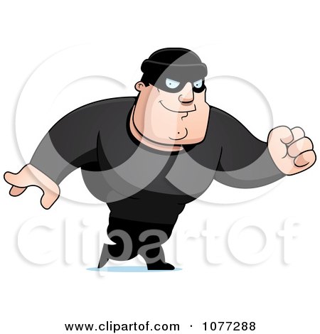 Clipart Walking Male Robber In Black - Royalty Free Vector Illustration by Cory Thoman