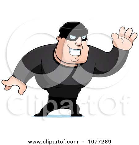 Clipart Waving Male Robber In Black - Royalty Free Vector Illustration by Cory Thoman