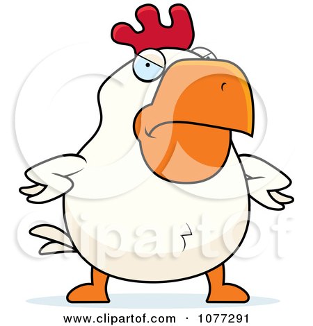 Clipart Mad White Rooster - Royalty Free Vector Illustration by Cory Thoman