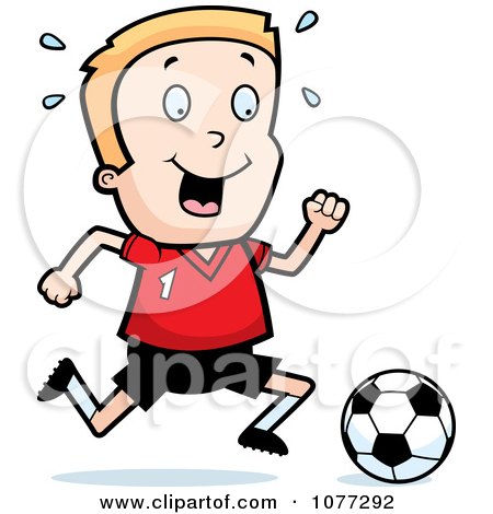 Clipart Caucasian Soccer Boy Running After A Ball - Royalty Free Vector Illustration by Cory Thoman