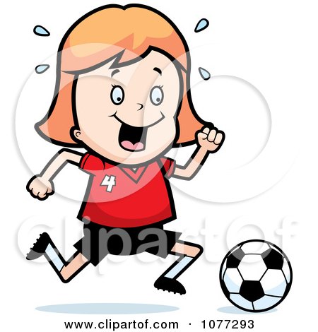 Clipart Caucasian Soccer Girl Running After A Ball - Royalty Free Vector Illustration by Cory Thoman