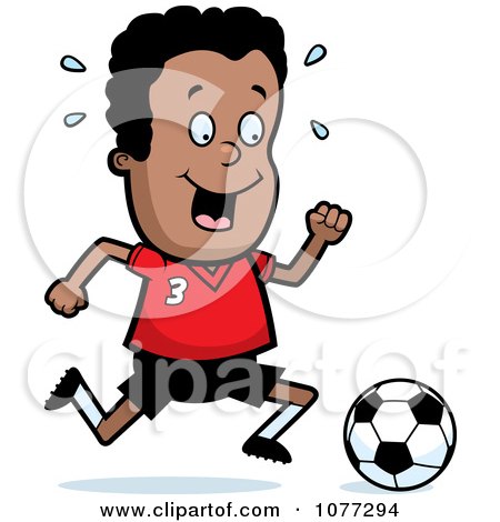 Clipart Black Soccer Boy Running After A Ball - Royalty Free Vector Illustration by Cory Thoman