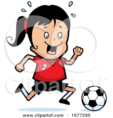 Clipart Soccer Girl Running After A Ball - Royalty Free Vector Illustration by Cory Thoman