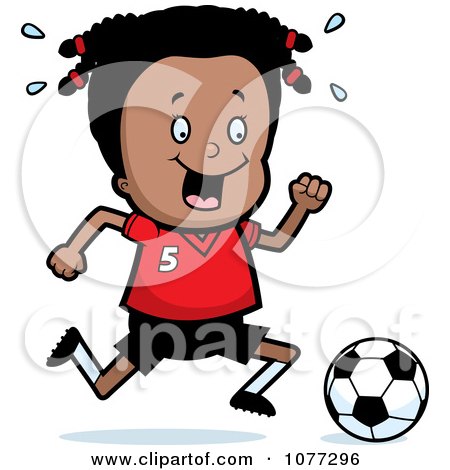 Clipart Black Soccer Girl Running After A Ball - Royalty Free Vector Illustration by Cory Thoman