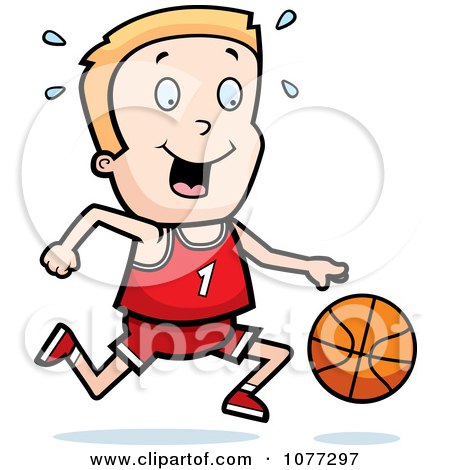 Clipart Caucasian Basketball Boy Dribbling A Ball - Royalty Free Vector Illustration by Cory Thoman