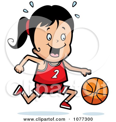 Clipart Basketball Girl Dribbling A Ball - Royalty Free Vector Illustration by Cory Thoman