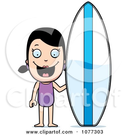 Clipart Summer Girl With A Surf Board - Royalty Free Vector Illustration by Cory Thoman