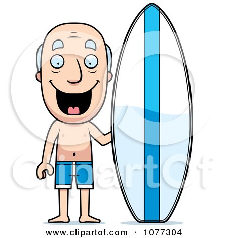 Clipart Summer Grandpa With A Surf Board - Royalty Free Vector Illustration by Cory Thoman