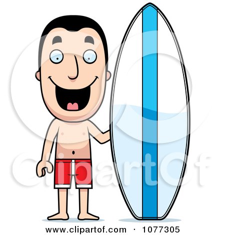 Clipart Summer Man With A Surf Board - Royalty Free Vector Illustration by Cory Thoman