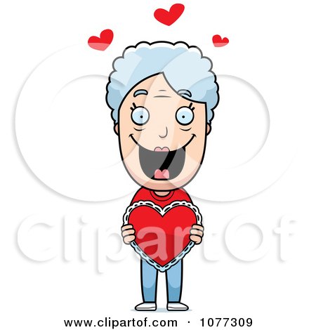 Clipart Sweet Granny Holding A Valentine Heart - Royalty Free Vector Illustration by Cory Thoman