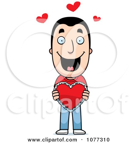 Clipart Sweet Man Holding A Valentine Heart - Royalty Free Vector Illustration by Cory Thoman