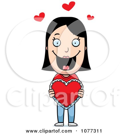 Clipart Sweet Woman Holding A Valentine Heart - Royalty Free Vector Illustration by Cory Thoman