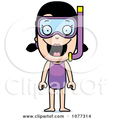 Clipart Summer Girl In Snorkel Gear And A Purple Swimsuit - Royalty Free Vector Illustration by Cory Thoman