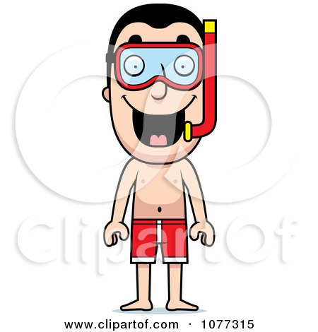 Clipart Summer Man In Swim Trunks And Snorkel Gear - Royalty Free Vector Illustration by Cory Thoman