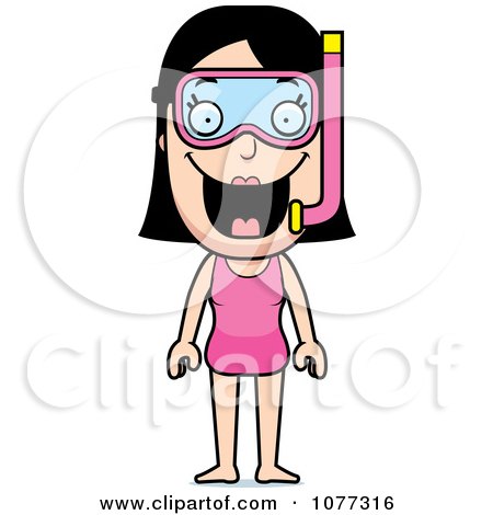 Clipart Summer Woman In A Swimsuit And Snorkel Gear - Royalty Free Vector Illustration by Cory Thoman