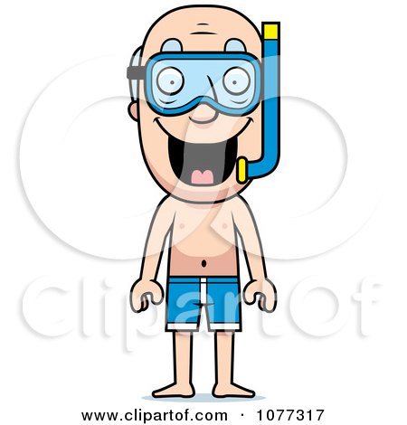 Clipart Summer Grandpa In Snorkel Gear And Swim Shorts - Royalty Free Vector Illustration by Cory Thoman