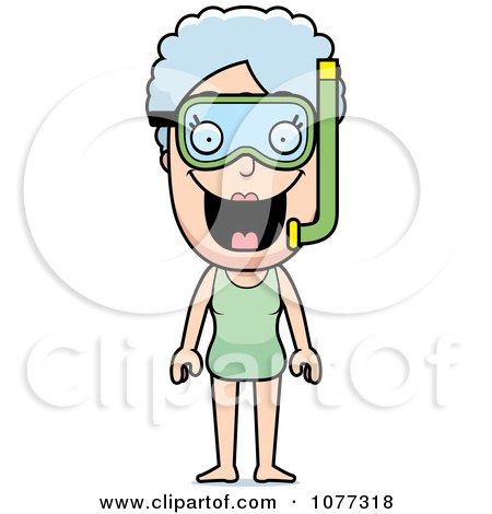 Clipart Senior Granny Woman In Snorkel Gear - Royalty Free Vector Illustration by Cory Thoman