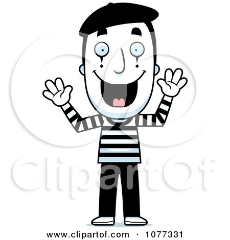 Clipart Happy Male Mime Holding Up His Hands - Royalty Free Vector Illustration by Cory Thoman