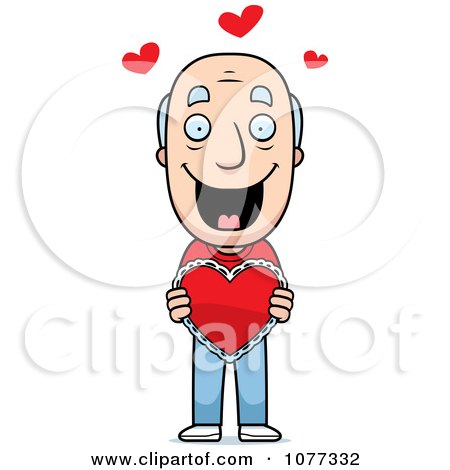 Clipart Sweet Grandpa Holding A Valentine Heart - Royalty Free Vector Illustration by Cory Thoman