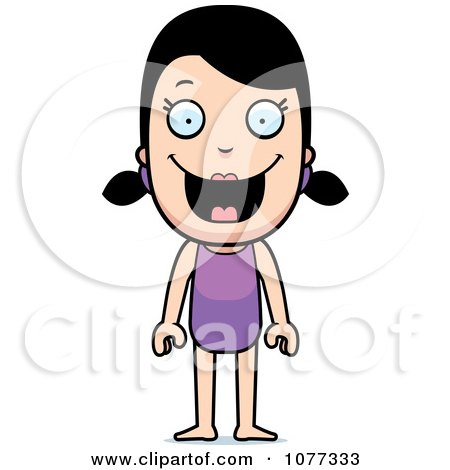 Clipart Summer Girl In A Purple Swimsuit - Royalty Free Vector Illustration by Cory Thoman