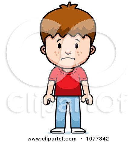Clipart School Boy With A Sad Expression - Royalty Free Vector Illustration by Cory Thoman