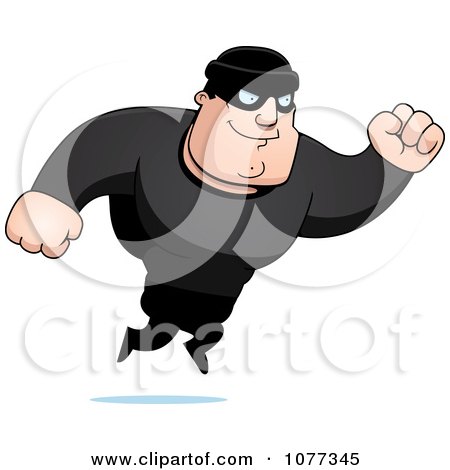 Clipart Jumping Male Robber In Black - Royalty Free Vector Illustration by Cory Thoman