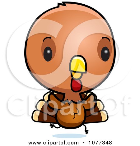Clipart Cute Baby Turkey Bird Running - Royalty Free Vector Illustration by Cory Thoman