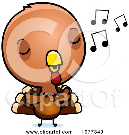 Clipart Cute Baby Turkey Bird Whistling - Royalty Free Vector Illustration by Cory Thoman