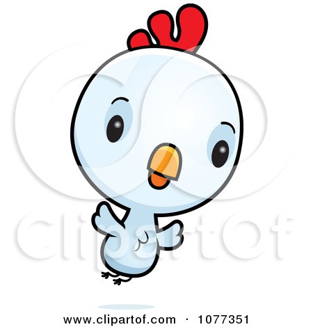 Clipart Cute Baby White Rooster Chick Flying - Royalty Free Vector Illustration by Cory Thoman