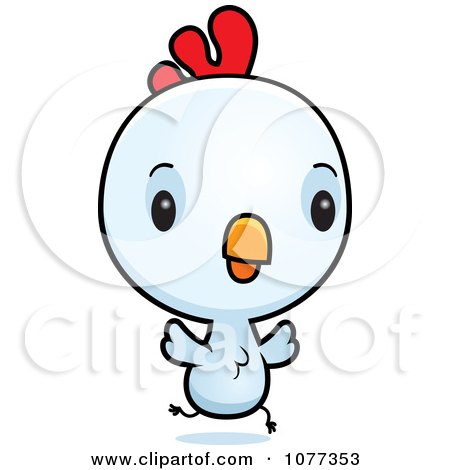 Clipart Cute Baby White Rooster Chick Flying - Royalty Free Vector Illustration by Cory Thoman
