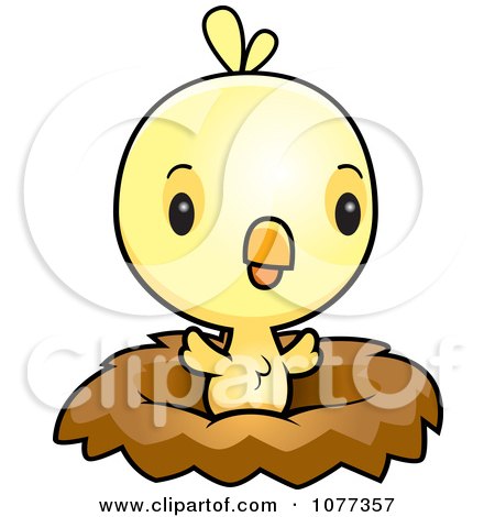 Clipart Cute Baby Yellow Chick In A Nest - Royalty Free Vector Illustration by Cory Thoman