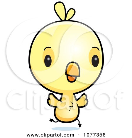 Clipart Cute Baby Yellow Chick Running - Royalty Free Vector Illustration by Cory Thoman
