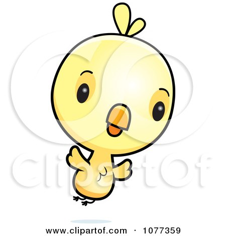 Clipart Cute Baby Yellow Chick Flying - Royalty Free Vector Illustration by Cory Thoman