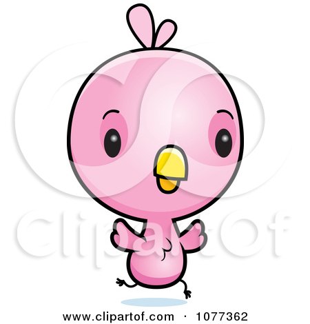 Clipart Cute Baby Pink Chick Running - Royalty Free Vector Illustration by Cory Thoman
