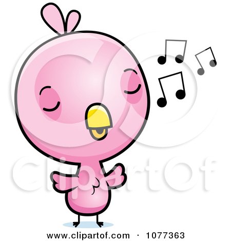 Clipart Cute Baby Pink Chick Whistling - Royalty Free Vector Illustration by Cory Thoman